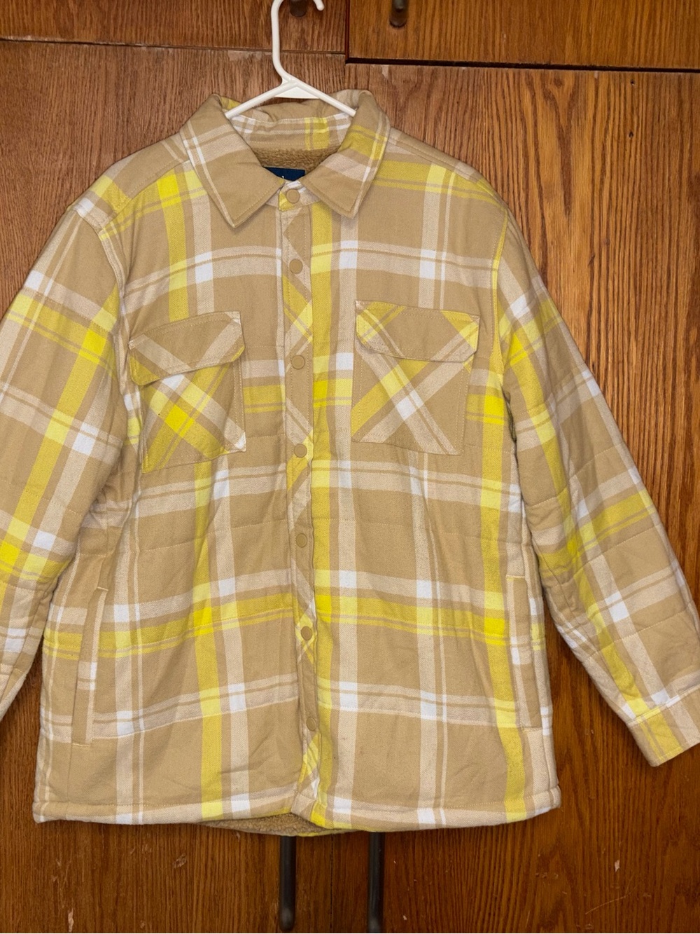 Men’s Plaid Button-Up Jacket in Beige & Yellow
